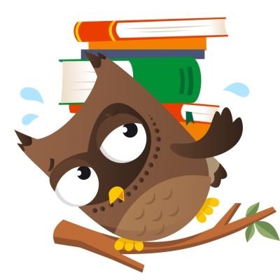 Owl carrying books