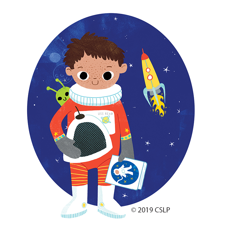 Childrens_Spot_A child in astronaut suit with space background
