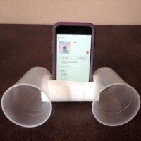 Photo of plastic cup smartphone amplifier