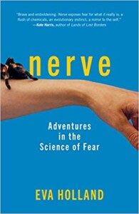 Nerve book cover - a tarantual crawlind on someone's bare arm.