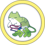 Lettuce cat with books